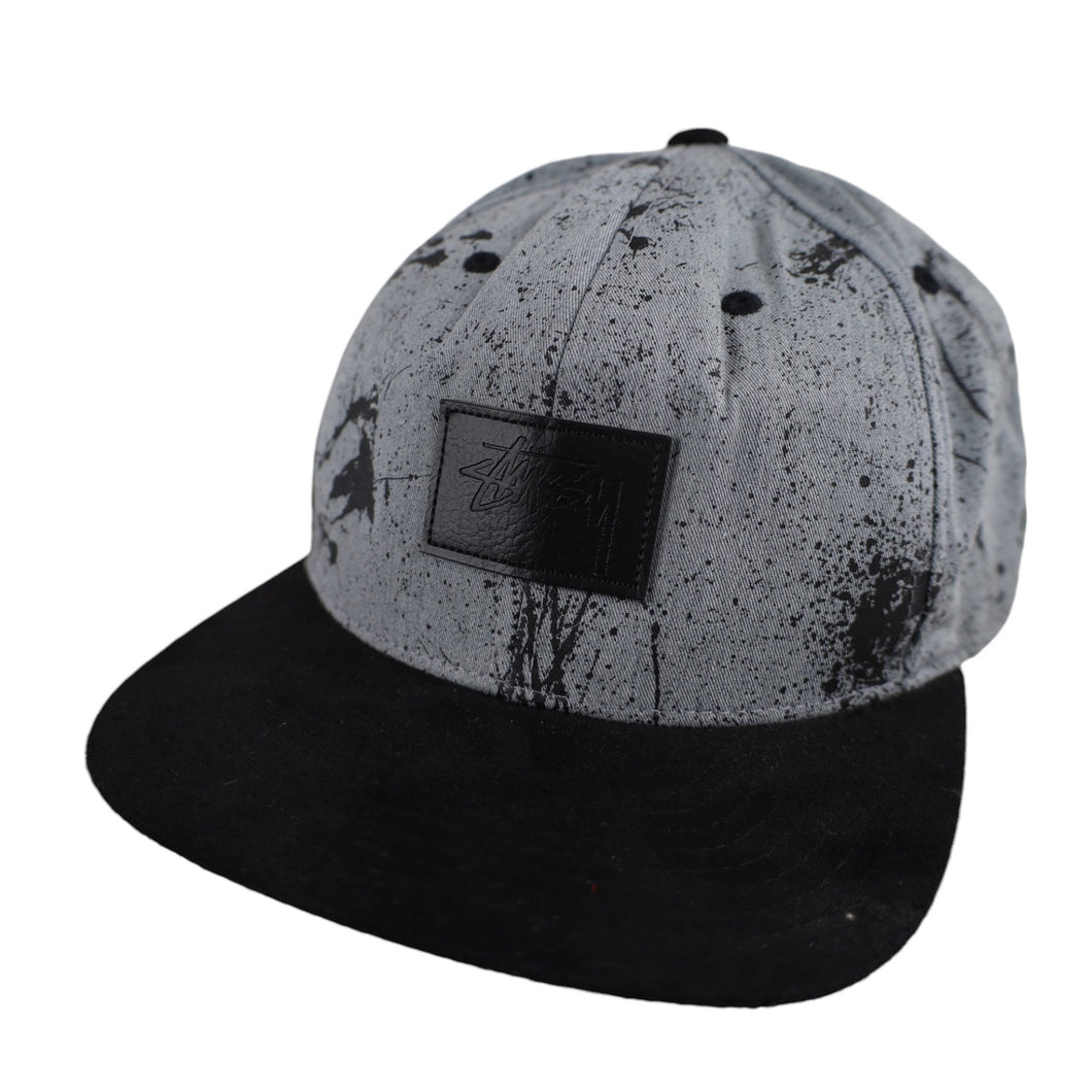 Vintage Stussy Paint Splatter Snapback Hat - OS