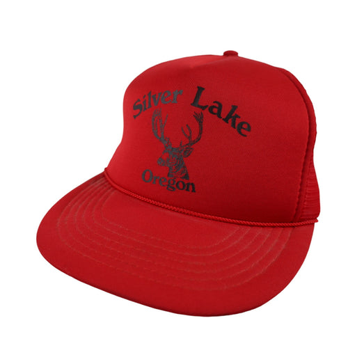 Vintage Silver Lake Oregon Elk Head Graphic Trucker Hat - OS