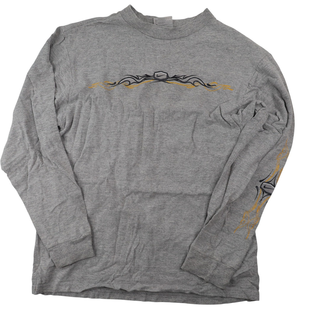 Vintage Y2k Nike Tribal Flame Graphic Long Sleeve T Shirt - YL