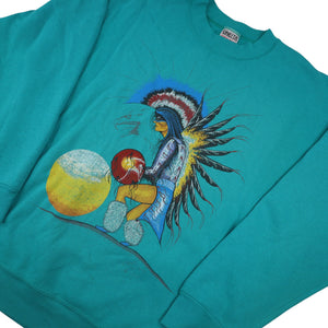 Vintage 90s Native American Sun Graphic Sweatshirt - XL