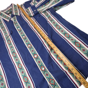 Vintage High Noon Vertical Aztec Striped Pearl Snap Western Shirt - L