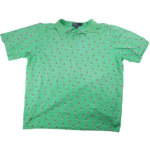 Vintage Polo Ralph Lauren Allover Golfer Print Polo Shirt - XXL