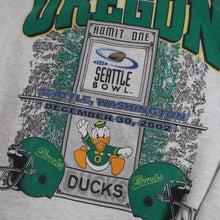 Load image into Gallery viewer, Vintage 2002 Univeristy of Oregon Seattle Bowl Graphic Sweatshirt - L