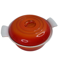 Load image into Gallery viewer, Vintage Descoware Cast Iron Enamel Flame Orange Ombre Dutch Oven - OS