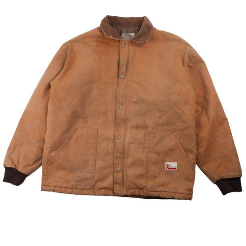 Vintage Woodsman Canvas Work Jacket. Features quilted liner - L