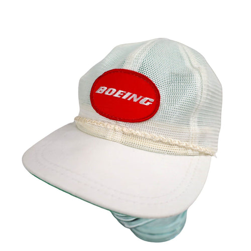 Vintage 80s Boeing Aircrafts Patch Logo Mesh Trucker Hat - OS