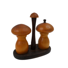 Load image into Gallery viewer, Vintage 60s/70s  Wooden Mushroom Pepper Grinder and Salt Shaker Set - OS