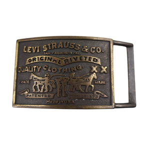 Vintage Levis Strauss Co. Classic Patch Brass Belt Buckle - 3.5"