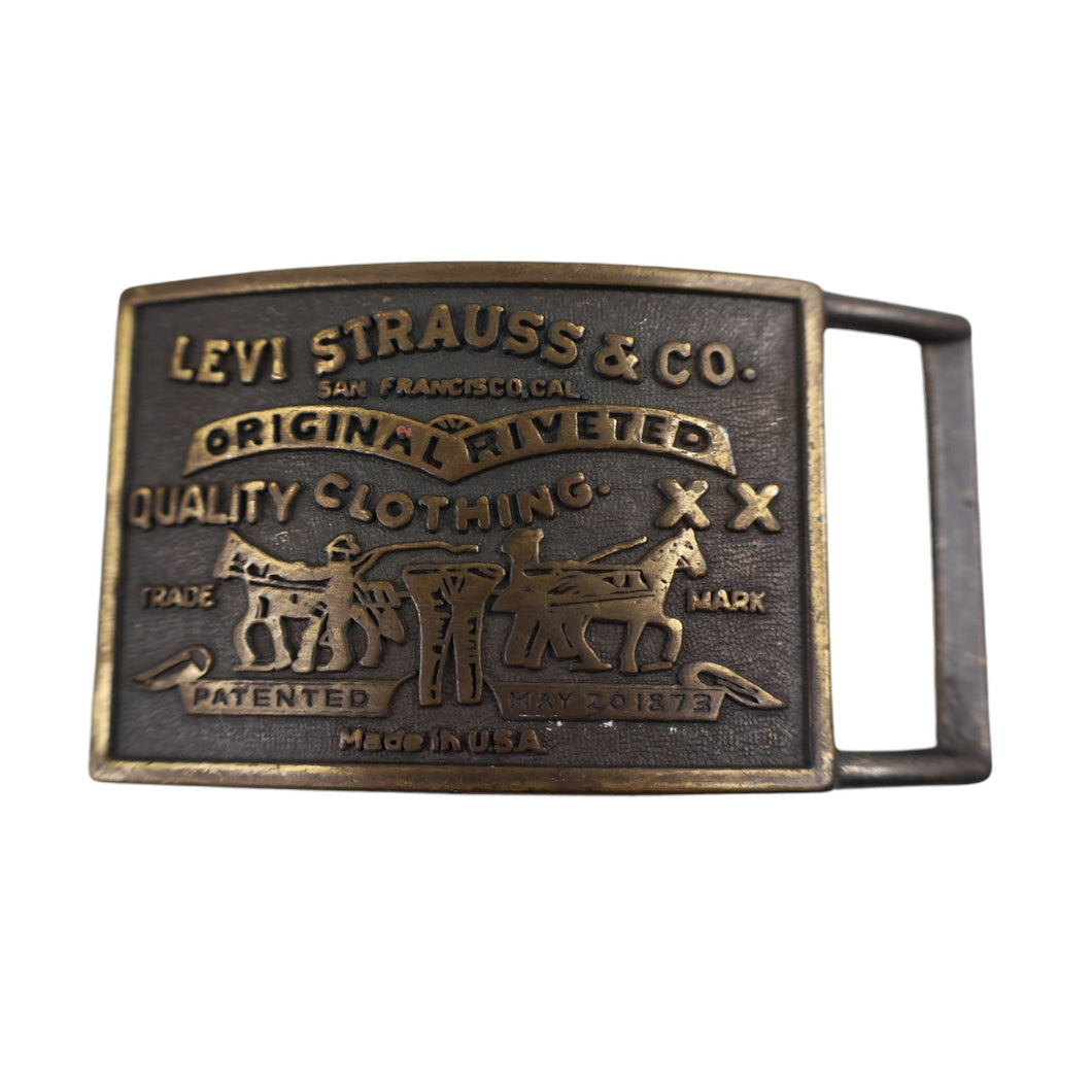 Vintage Levis Strauss Co. Classic Patch Brass Belt Buckle - 3.5