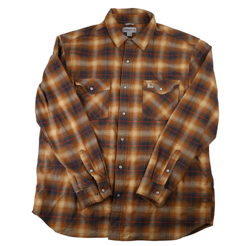 Carhartt Shadow Plaid Pearl Snap Down Flannel Shirt - XL