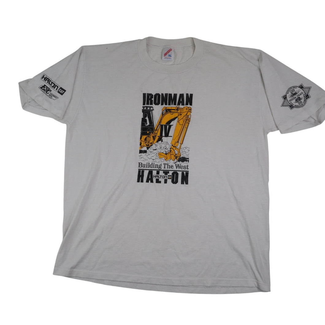 Vintage CAT Ironman Building The West Heavy Equipment Graphic T Shirt - XL