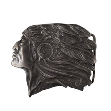 Load image into Gallery viewer, Vintage Indiana Metal Craft Native American Chief Belt Buckle - 3"