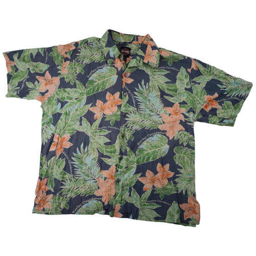 Vintage Harley Davidson Floral Hawaiian Button Up Shirt - XL