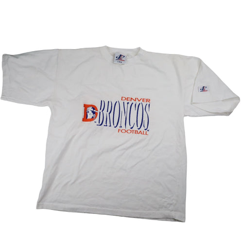 Vintage NFL Logo Athletics Denver Broncos Embroidered T Shirt - L