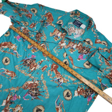 Load image into Gallery viewer, Vintage Wrangler Professional Rodeo Cowboys Assn Allover Print Button Up Shirt - XL
