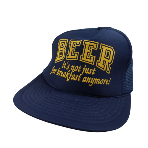 Vintage Beer Its not Just for Breakfast Anymore Spellout Trucker Hat - OS