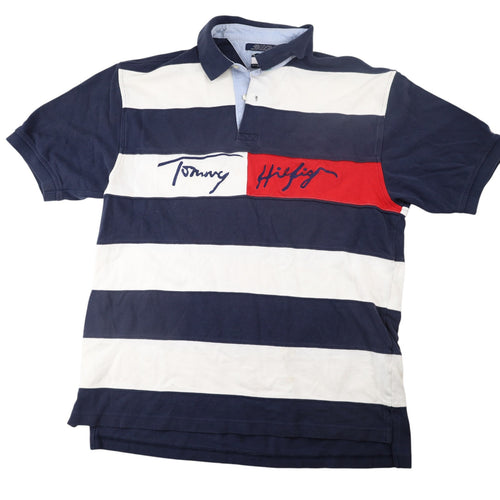 Vintage Tommy Hilfiger Spellout Flag Polo Shirt - L