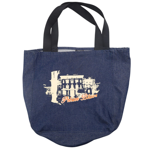 Vintage Prison Blues Graphic Denim Tote Bag - OS