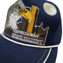 Load image into Gallery viewer, Vintage USPS Express Mail Overnight Bald Eagle Night Scene Trucker Hat - OS