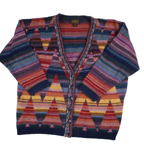 Vintage Eddie Bauer Geometric Pattern Wool Cardigan Sweater - XL