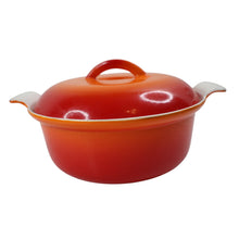 Load image into Gallery viewer, Vintage Descoware Cast Iron Enamel Flame Orange Ombre Dutch Oven - OS
