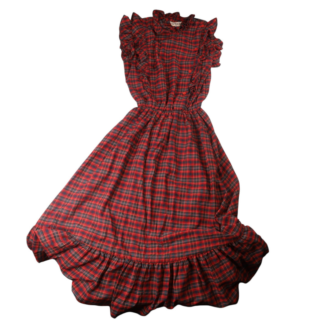 Vintage Popi Plaid Ruffle Prairie Dress - WMNS 9/10