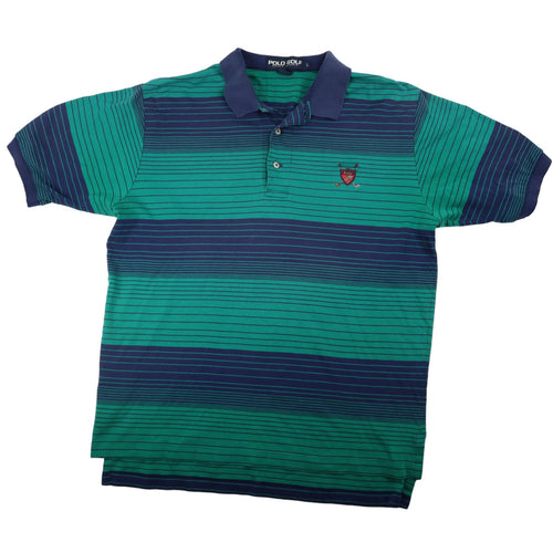 Vintage Polo Golf Ralph Lauren Crest Striped Polo Shirt - L