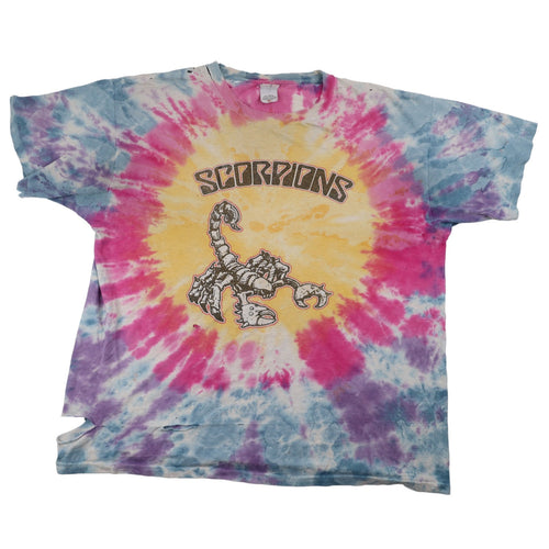 Vintage Distressed Scorpions World Tour Tie Dye Graphic Band T Shirt - XL