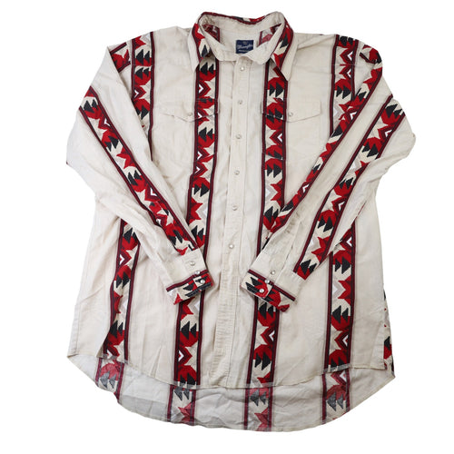 Vintage Wrangler Aztec Pearl Snap Down Southwestern Shirt - XXLT