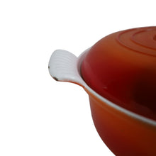 Load image into Gallery viewer, Vintage Descoware Cast Iron Enamel Flame Orange Ombre Dutch Oven - OS