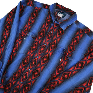 Vintage Wrangler Southwestern Print Pearl Snap Western Shirt - XXL