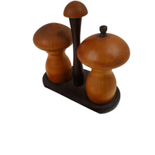 Load image into Gallery viewer, Vintage 60s/70s  Wooden Mushroom Pepper Grinder and Salt Shaker Set - OS