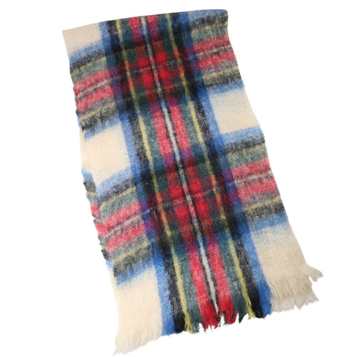 Vintage St Michael Mohair Wool Blend Shadow Plaid Large Scarf - OS