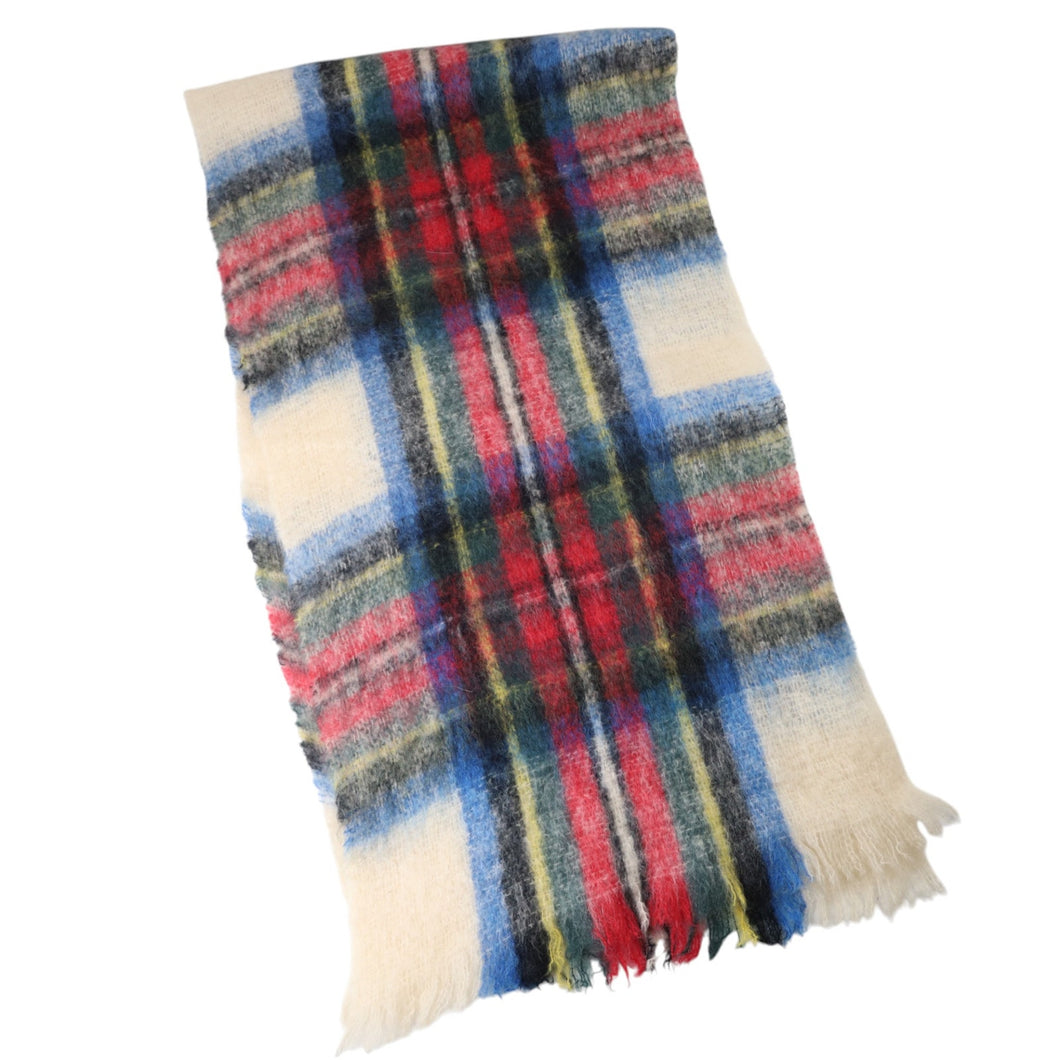 Vintage St Michael Mohair Wool Blend Shadow Plaid Large Scarf - OS