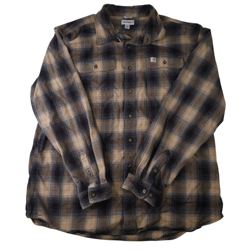 Carhartt Shadow Plaid Flannel Button Up Shirt - 2XLT