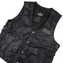 Load image into Gallery viewer, Vintage Harley Davidson Embroidered "Ride Free" Leather Vest - S