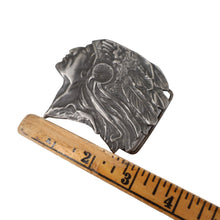 Load image into Gallery viewer, Vintage Indiana Metal Craft Native American Chief Belt Buckle - 3&quot;