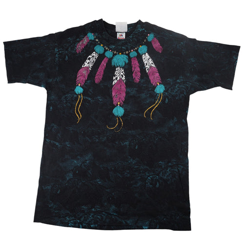 Vintage Allover Print Native Feathers Graphic T Shirt - L