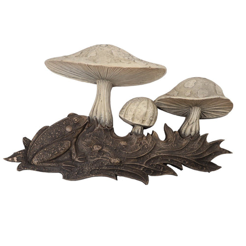 Vintage MCM 60s/70s Mushroom Frog Wall Art Plaque - 17