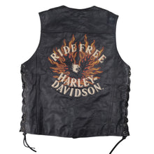 Load image into Gallery viewer, Vintage Harley Davidson Embroidered "Ride Free" Leather Vest - S