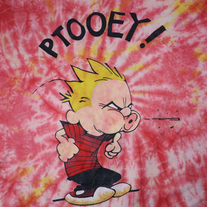 Vintage Calvin and Hobbes Graphic Tie Dyed Graphic T Shirt - XL