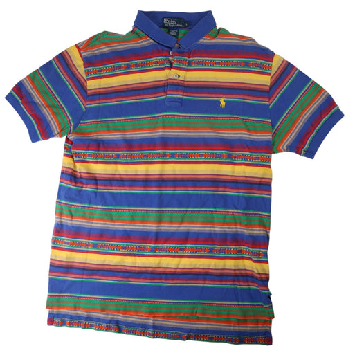 Vintage Polo Ralph Lauren Aztec Design Bright Pastel Polo Shirt - L