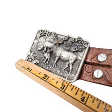 Load image into Gallery viewer, Vintage 80s Elk Family 3D Pewter Belt Buckle - OS