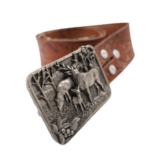 Load image into Gallery viewer, Vintage 80s Elk Family 3D Pewter Belt Buckle - OS