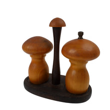 Load image into Gallery viewer, Vintage 60s/70s  Wooden Mushroom Pepper Grinder and Salt Shaker Set - OS