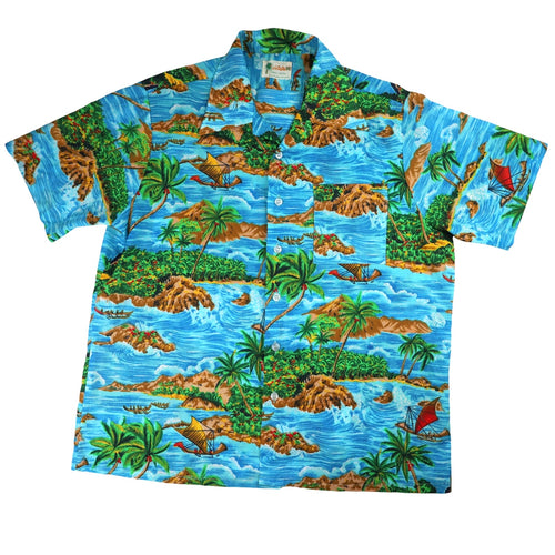 True Vintage 70s Waikiki 76 Bark Cloth Hawaiian Shirt - XL