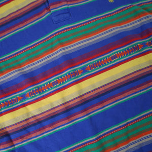 Vintage Polo Ralph Lauren Aztec Design Bright Pastel Polo Shirt - L