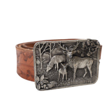 Load image into Gallery viewer, Vintage 80s Elk Family 3D Pewter Belt Buckle - OS