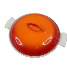Load image into Gallery viewer, Vintage Descoware Cast Iron Enamel Flame Orange Ombre Dutch Oven - OS