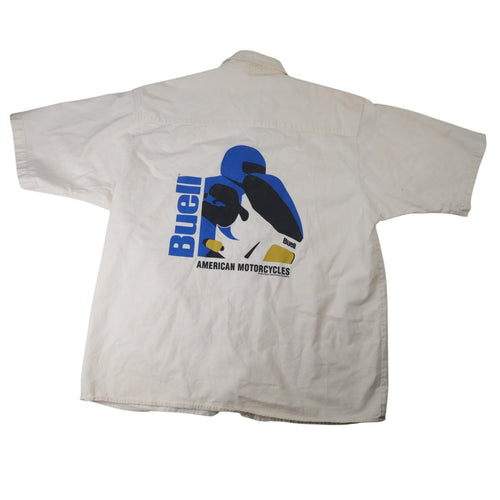 Vintage 1996 Harley Davidson Buell Graphic Button Up Work Shirt - XL